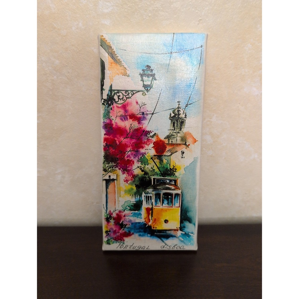 Portugal Lisboa Yellow Tram Canvas Art Lisbon Street Scene Souvenir Print